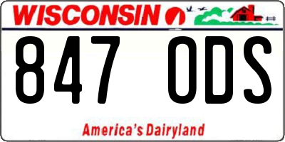 WI license plate 847ODS