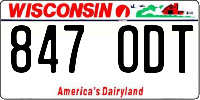 WI license plate 847ODT