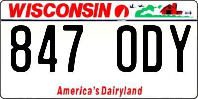 WI license plate 847ODY