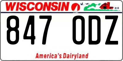 WI license plate 847ODZ