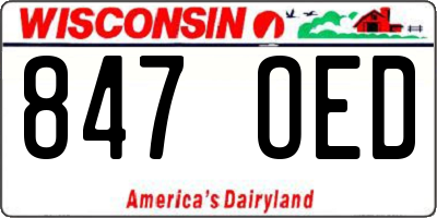 WI license plate 847OED