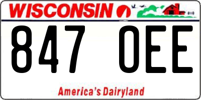 WI license plate 847OEE