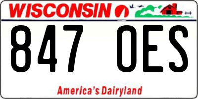 WI license plate 847OES