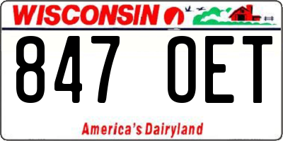 WI license plate 847OET