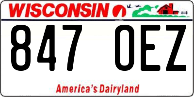WI license plate 847OEZ