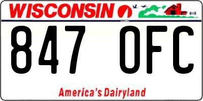WI license plate 847OFC