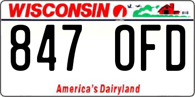 WI license plate 847OFD