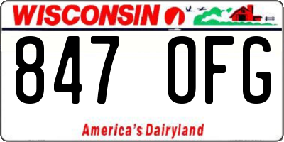 WI license plate 847OFG