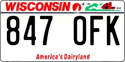 WI license plate 847OFK