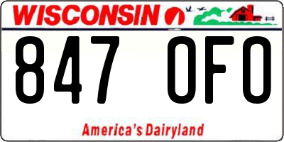 WI license plate 847OFO