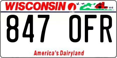 WI license plate 847OFR