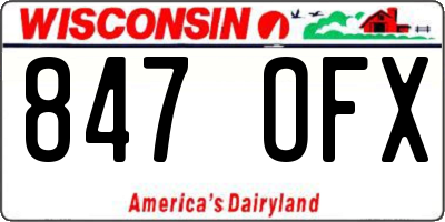 WI license plate 847OFX