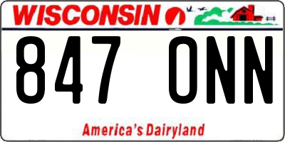 WI license plate 847ONN