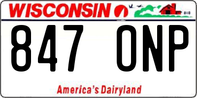WI license plate 847ONP