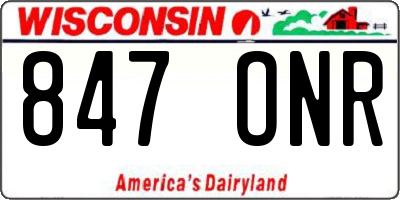 WI license plate 847ONR
