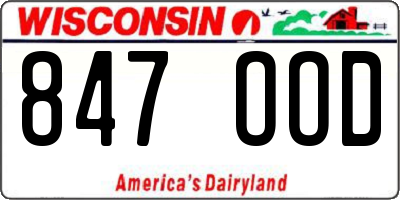 WI license plate 847OOD