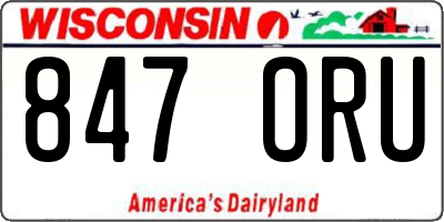 WI license plate 847ORU