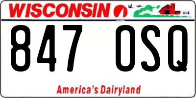 WI license plate 847OSQ