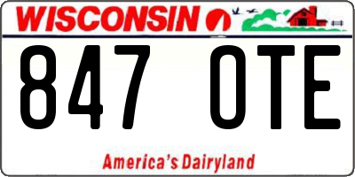 WI license plate 847OTE