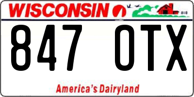 WI license plate 847OTX