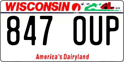 WI license plate 847OUP