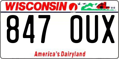 WI license plate 847OUX