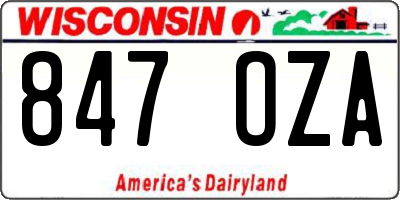 WI license plate 847OZA
