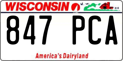WI license plate 847PCA
