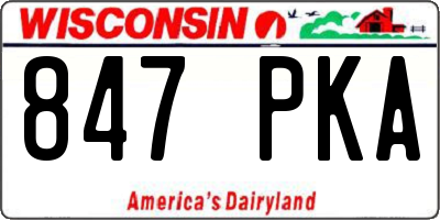 WI license plate 847PKA