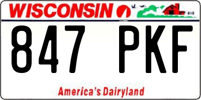 WI license plate 847PKF