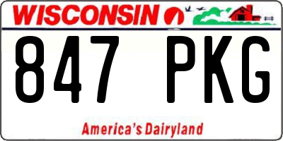 WI license plate 847PKG