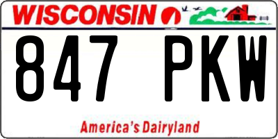 WI license plate 847PKW