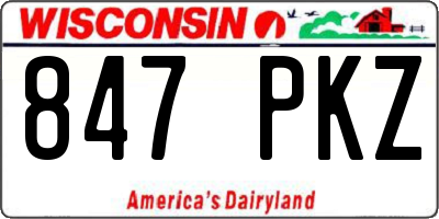 WI license plate 847PKZ