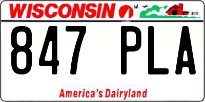 WI license plate 847PLA