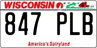WI license plate 847PLB