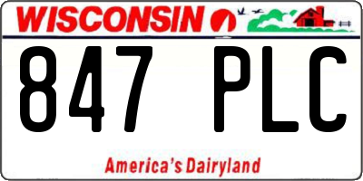 WI license plate 847PLC