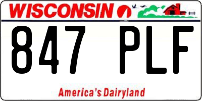WI license plate 847PLF