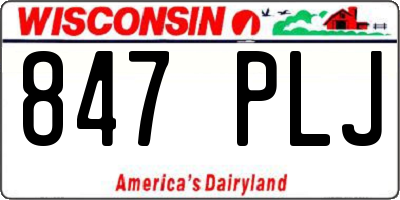 WI license plate 847PLJ