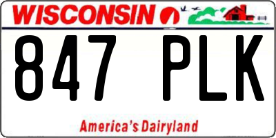 WI license plate 847PLK