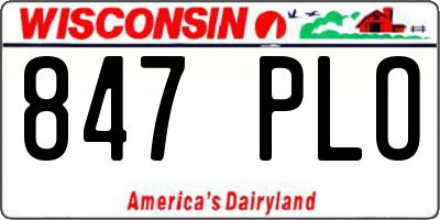 WI license plate 847PLO