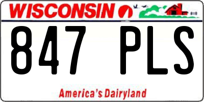WI license plate 847PLS