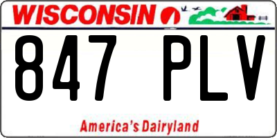 WI license plate 847PLV