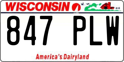 WI license plate 847PLW