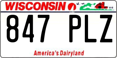WI license plate 847PLZ