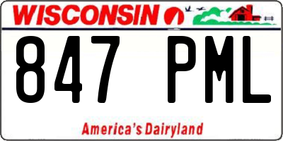 WI license plate 847PML