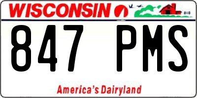 WI license plate 847PMS