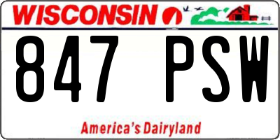 WI license plate 847PSW