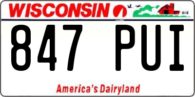 WI license plate 847PUI