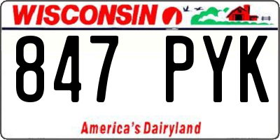 WI license plate 847PYK