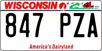 WI license plate 847PZA